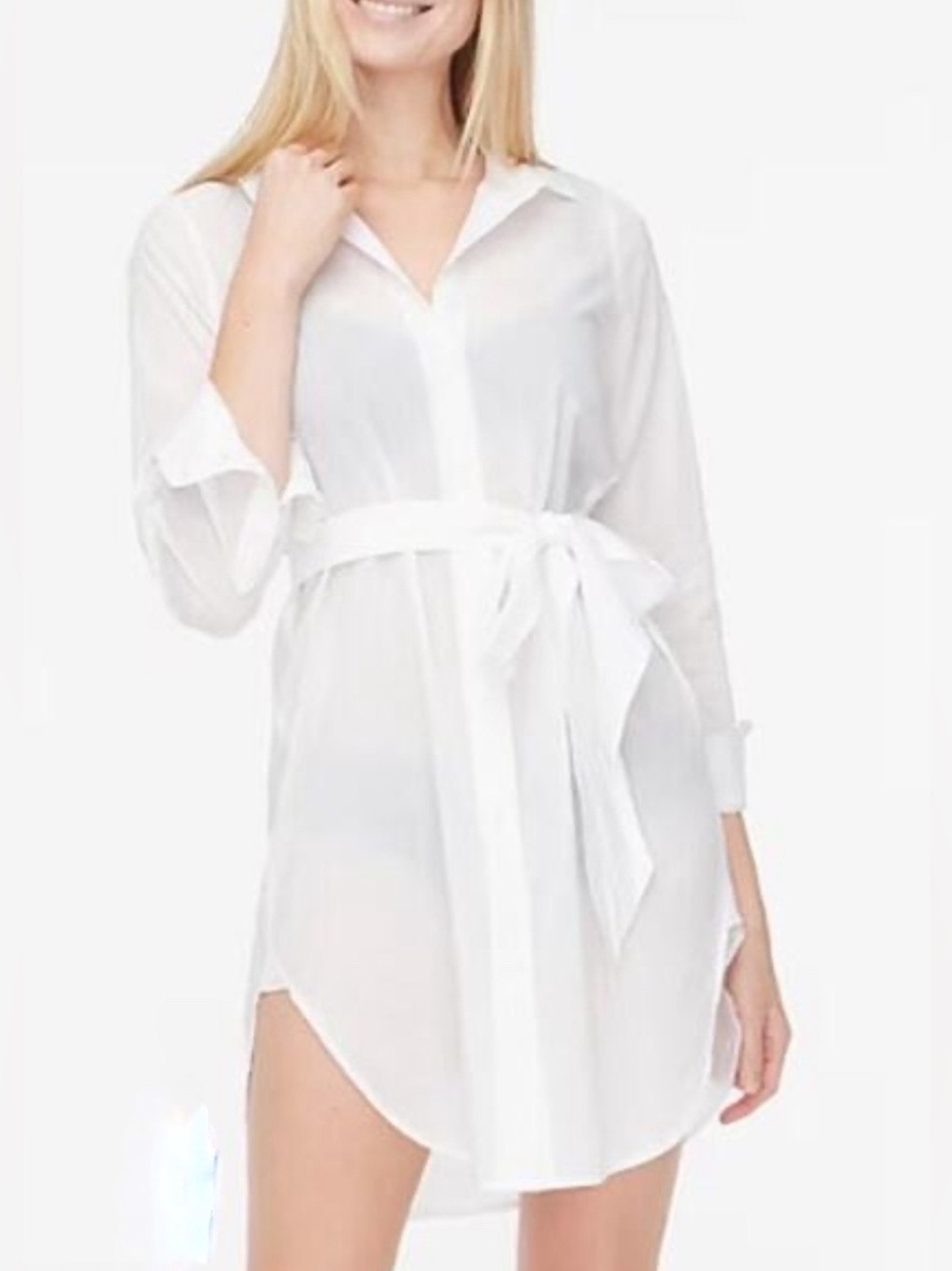 J. Crew Cover-Up Classic White Button-Front Shirt Dress Sz XXL Lightweight Airy